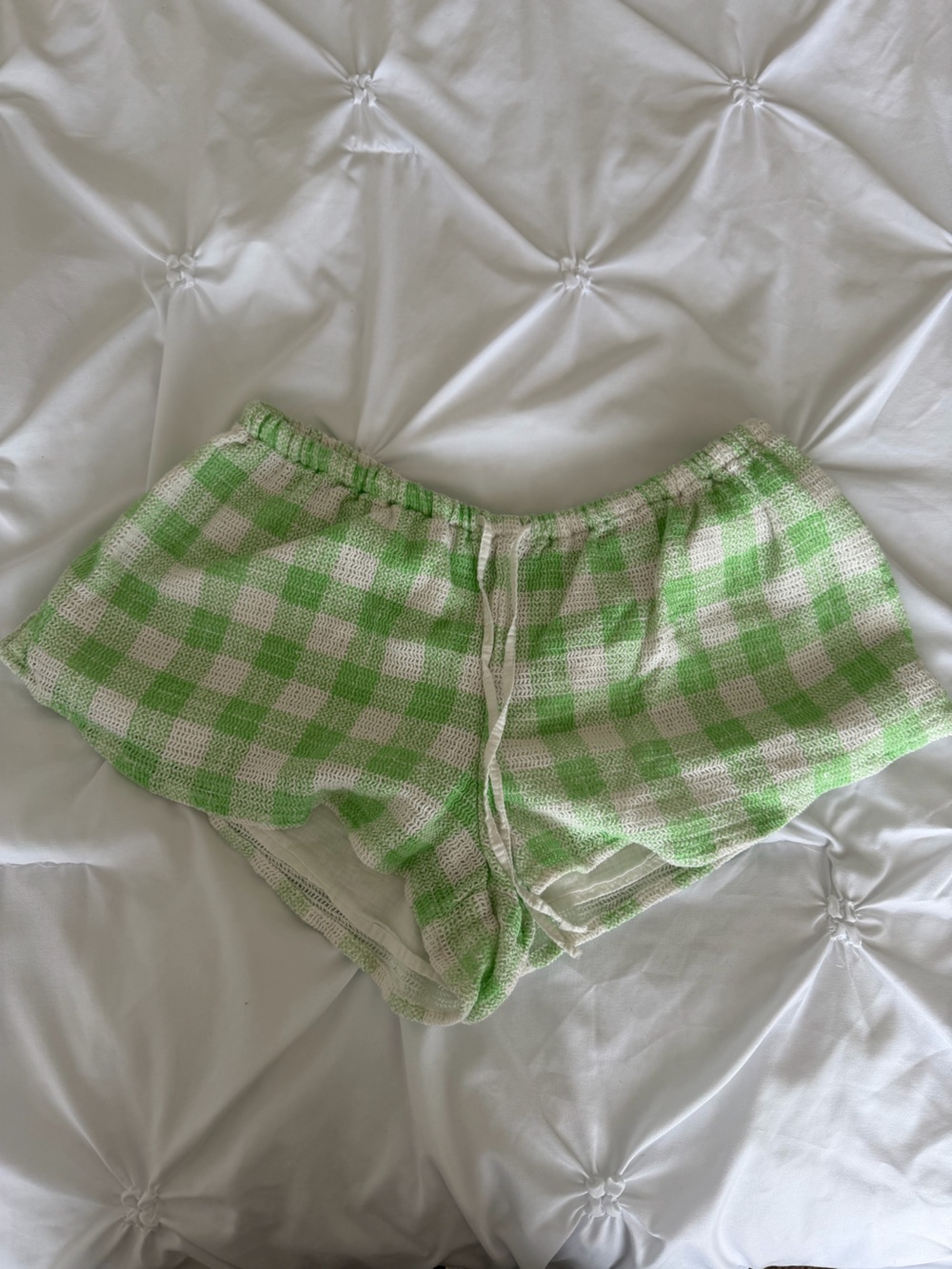 Urban Outfitters Green and White Gingham Lounge Shorts